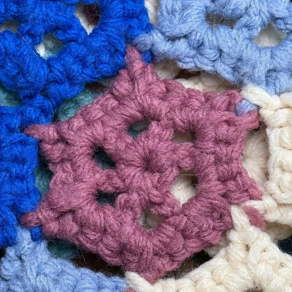 Vintage Handmade Crochet Granny Square Blanket Throw Floral Multicolor 75